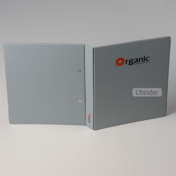 A4 gray PVC 2 D ring binder with 2c logo silkscreen printing-front-view